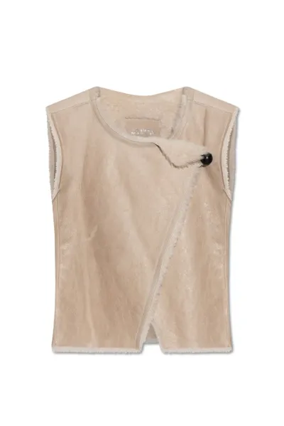 Isabel Marant Cassylia Cropped Shearling Vest In Beige