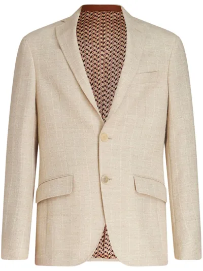 Etro Jacket With Ton-sur-ton Striped Pattern In Beige