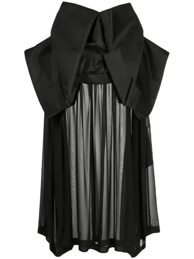 Comme Des Garçons Folded-detailing Sheer-underlayer Dress In Black