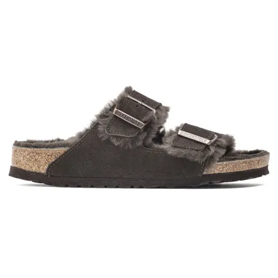 Birkenstock Arizona Shearling Suede Sandals In Mocha