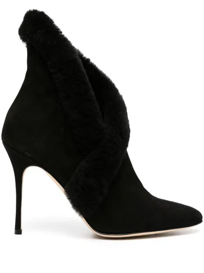 Manolo Blahnik Nestanu 105 Suede Ankle Boots In Black