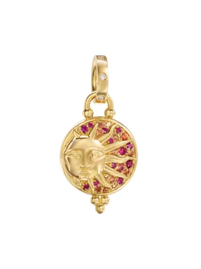 Temple St Clair Women's Celestial Solar Eclipse 18k Yellow Gold & Multi-gemstone Sun Pendant