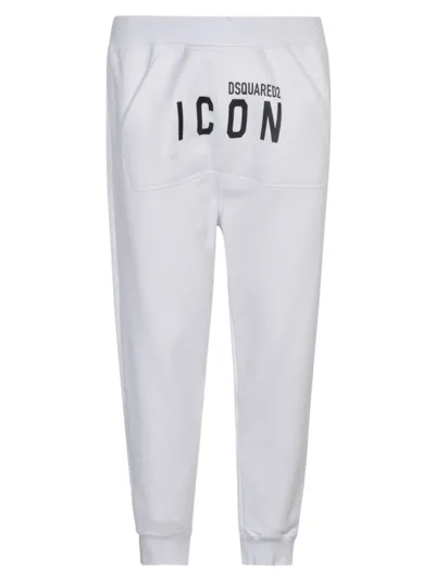 Dsquared2 Logo Printed Straight Leg Pants In White