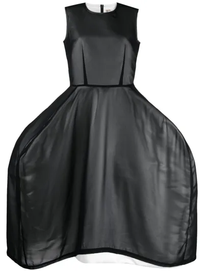 Comme Des Garçons Voluminous-skirt Sheer-overlay Dress In Black