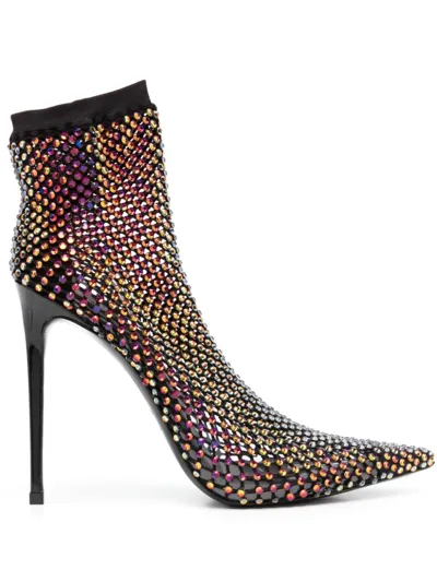 Le Silla Gilda 125mm Crystal-embellished Boots In Black