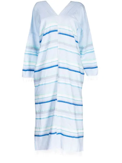 Lemlem + Net Sustain Ruki Striped Cotton-blend Kaftan In Blue