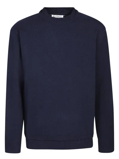 Maison Margiela Blue Navy Round Neck Pullover