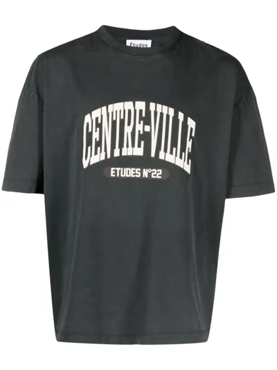 Etudes Studio Spirit Centre-ville Organic Cotton T-shirt In Schwarz