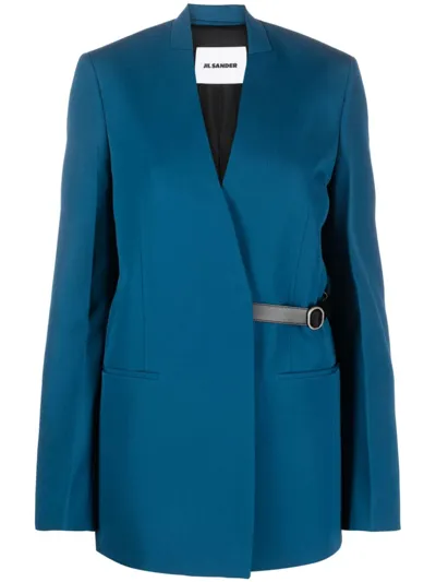 Jil Sander Tailored Belted Single-breasted Blazer In Blue