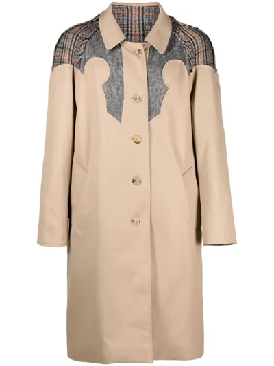 Maison Margiela Pendleton Reversible Trench Coat In Beige