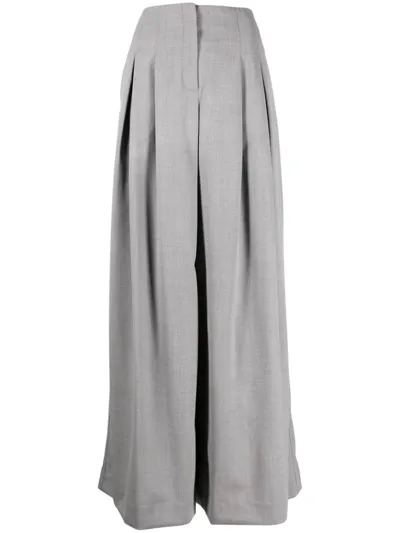 Twp Pleated Palazzo Trousers In Grau