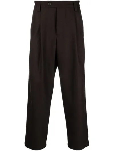 Apc Straight-leg Wool-blend Trousers In Brown