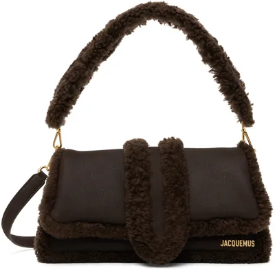 Jacquemus Le Bambidou Shearling Shoulder Bag In Brown