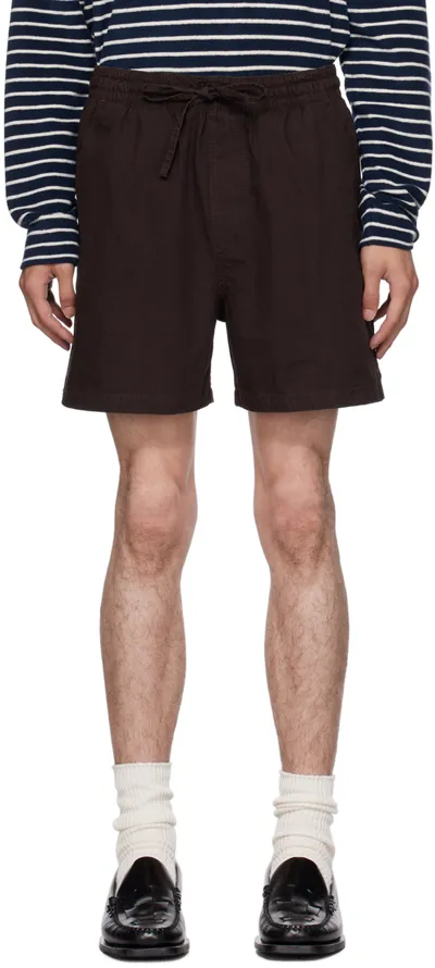 Ymc You Must Create Drawstring-waist Organic-cotton Shorts In Brown