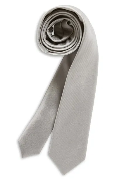 Nordstrom Kids' Ugo Solid Satin Tie In Silver Ugo Satin