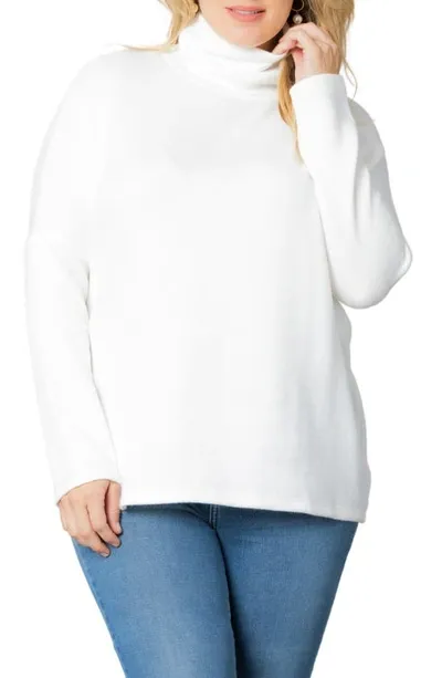 Kiyonna Paris Turtleneck Tunic Sweater In Ivory