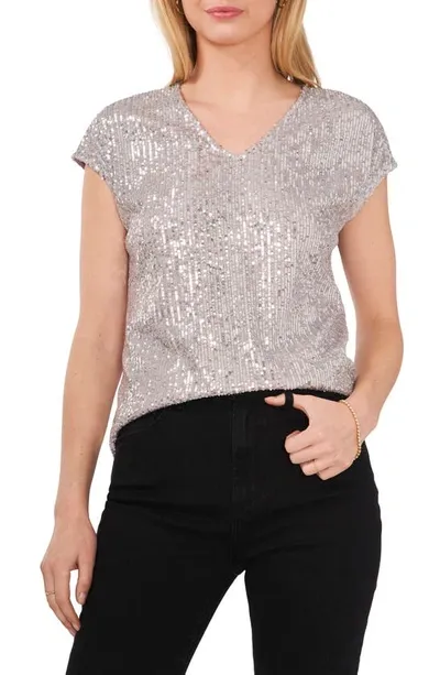 Vince Camuto Women's Sequined Dolman Sleeve V-neck Blouse In Silver