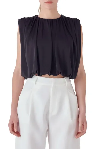 Endless Rose Women's Shirred Shoulder Cropped Top In Black