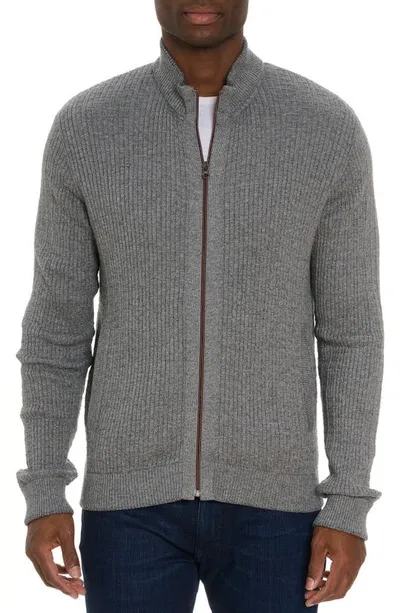 Robert Graham Taranto Rib Zip Cardigan In Light Grey