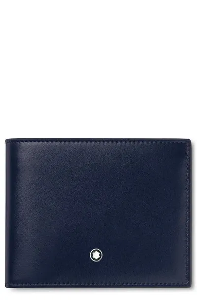 Montblanc Grained Leather Bifold Wallet With Embossed Pattern In Blue