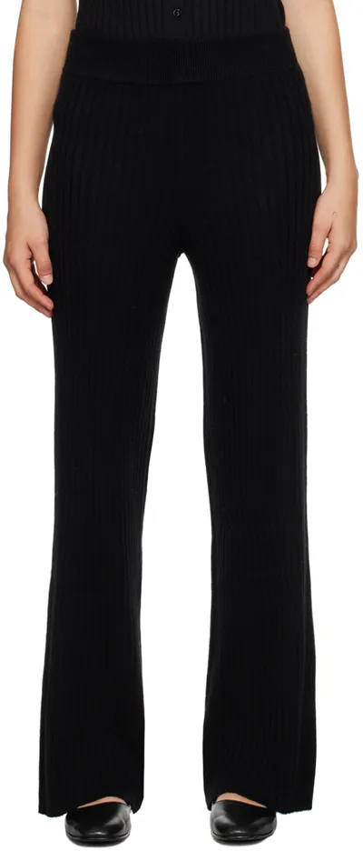 Lisa Yang Karren Ribbed Cashmere Straight-leg Pants In Bl Black