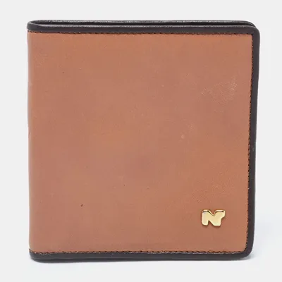 Pre-owned Nina Ricci Two Tone Brown Leather Bifold Compact Wallet