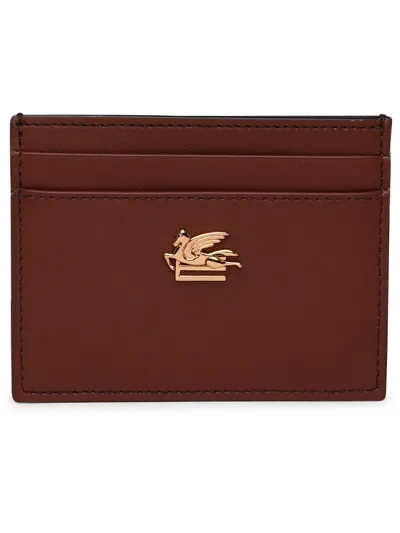 Etro Logo Plaque Cardholder In Red