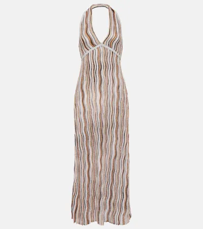 Missoni Sequined Halterneck Maxi Dress In Multicolour