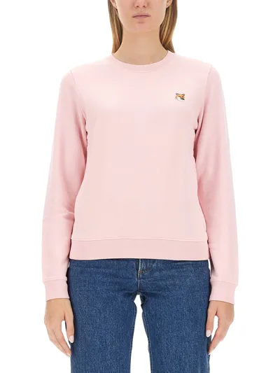 Maison Kitsuné Sweatshirt With Fox Patch In Pink