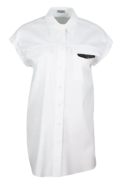 Brunello Cucinelli Short Sleeved Buttoned Shirt In White