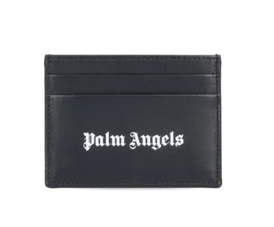 Palm Angels Logo Printed Card Holder In Black