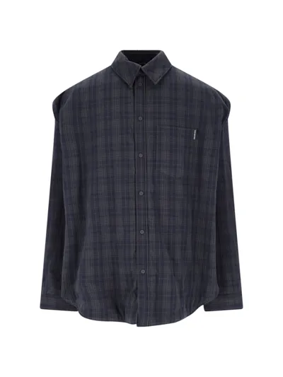 Balenciaga Detachable Sleeves Cotton Shirt In Grey