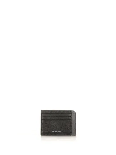 Hogan Logo Detailed Credit Card Holder In Black