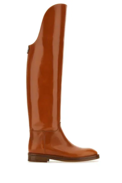 Durazzi Milano Tan Equestrian Boots In Camel