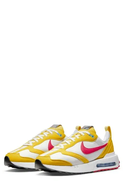 Nike Air Max Dawn Sneakers In Vivid Sulfur/ Siren Red/ White