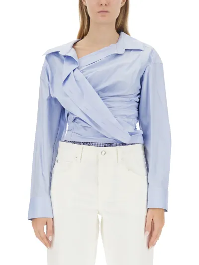 Alexander Wang Draped Shirt In Azure