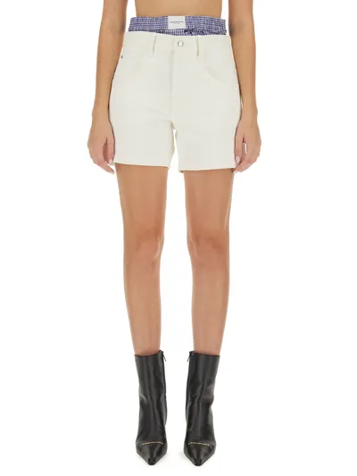 Alexander Wang Layered Boxer Boy Short In Denim In White