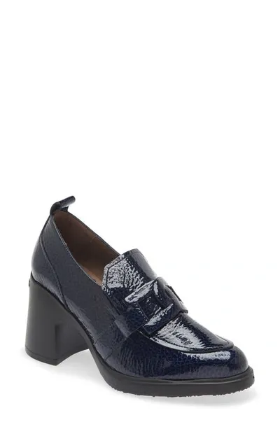 Wonders Loafer Pump In Navy Patent Leather