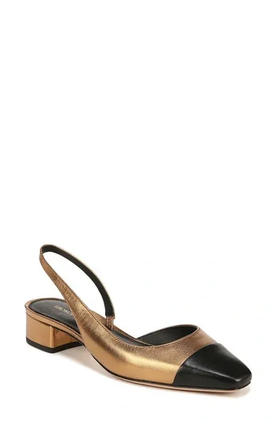 Veronica Beard Cecile Metallic Slingback Ballerina Flats In Black Gold