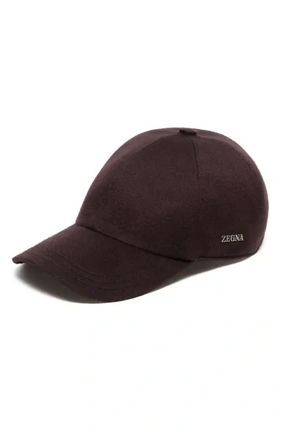 Zegna Oasi Cashmere Baseball Cap In Marron Foncé