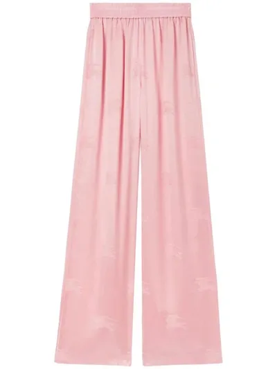 Burberry Ekd Silk Jacquard Wide-leg Trousers In Pink