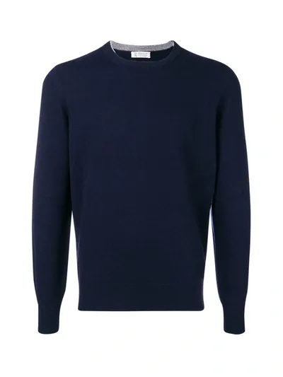 Brunello Cucinelli Crewneck Sweater In Blue