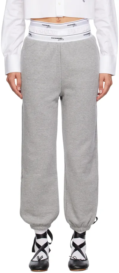 Hommegirls Gray Jacquard Lounge Pants In Heather Gray