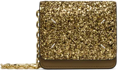 Maison Margiela Gold Micro Glitter Chain Wallet Bag In T3042 Gold