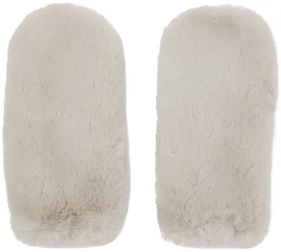 Stand Studio Off-white Charlie Faux-fur Mittens In 90700 Ecru