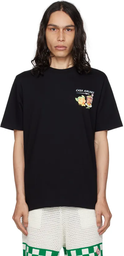 Casablanca Ssense Exclusive Black Panoramique T-shirt In Black Jersey Panoram