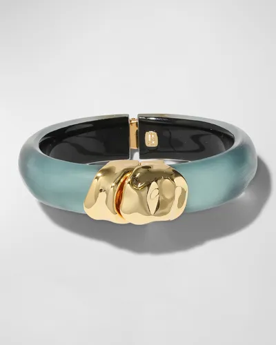 Alexis Bittar Molton Gold Hinge Bracelet In Teal Blue