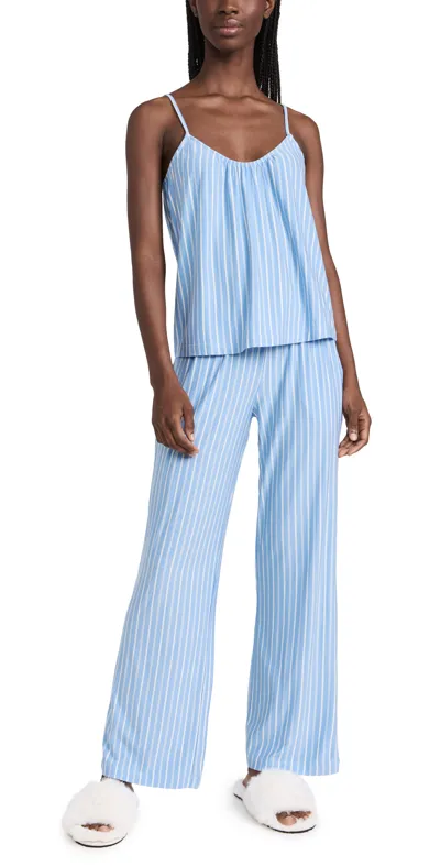 Eberjey Gisele Cami & Pant Pj Set Nordic Stripes Vista Blueivory In Vista Blue & Ivory