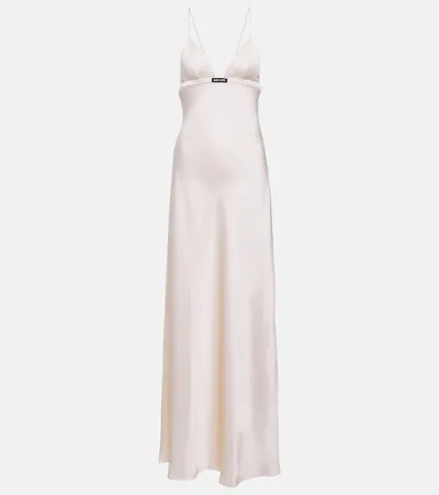 Miu Miu Satin Gown In White