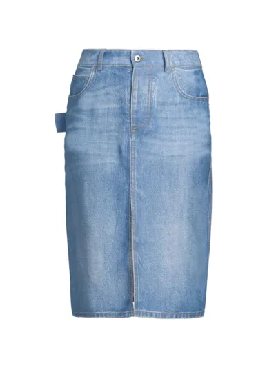 Bottega Veneta Pencil Denim Skirt In Pale Blue